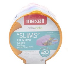 maxell 超薄 CD 和 DVD 盒, 20件, 混色