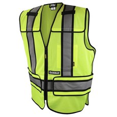 DEWALT 得偉 2級可調式斷裂網眼背心安全背心, 1個, 霓虹黃