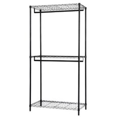 品樂生活 台灣製三層雙桿衣架附布套 (層架鐵架/吊衣架組/布衣櫥), 電鍍銀, 夜幕黑, 3層