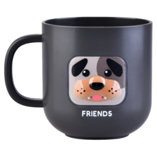 愛北鼻 兒童漱口杯, 黑小狗漱口杯-320ml, 1個