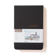 汶采 POTRNTAYE水彩手帳本(中粗目)110*170mm B6速寫本, 1個, 黑