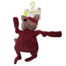 HuggLeHouNDs 毛絨燈芯絨耐用結狐狸狗填充玩具 L, 1個, 栗色+棕褐色
