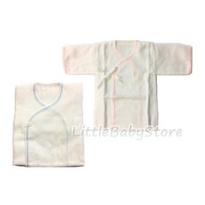 LittleBabyStore-MIT素面純棉嬰兒新生兒紗布肚衣紗布衣(0-3個月)(藍色)
