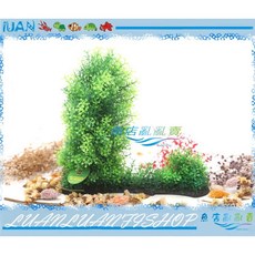 LUANLUAN FISHOP 仿真海藻水草造景裝飾品, 綠色, 1個
