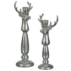 Sullivans 優雅的銀色鹿頭燭台 2 件套, 銹
