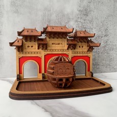 手作DIY 彰化大佛 不倒翁 牌樓 模型 袖珍 建築模型 組裝 置物盤, 1個