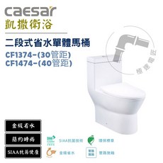 凱撒Caesar金級二段式省水單體馬桶，SIAA抗菌，簡約時尚，節能環保, CF1374 (30管距）, 純白PW
