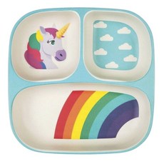 SUNNYLIFE 孩童獨角獸印花3分格餐盤, 混色