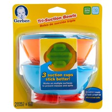 Gerber 嘉寶 嬰兒矽膠碗 2入+吸盤 L號, 1組, 混色