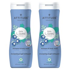 ATTITUDE 艾特優 Little Leaves 2合1洗髮沐浴露 藍莓香, 2瓶, 473ml