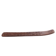 Prabhuji's Gifts 雕刻木製平板線香爐 花卉, 棕色