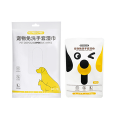 KIMHOME 寵物洗澡手套 乾洗澡濕紙巾 貓狗清潔手套 寵物清潔護理用品, 1個, 1個裝