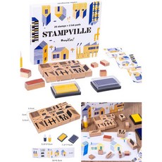 BusyCat 城市彩繪房子印章組 木製建築印章 手繪城市風景創作, 詳見包裝