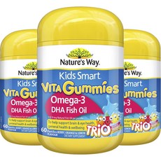 Nature's Way Kids Smart 維生素軟糖 Omega-3 DHA 魚油漿果柳橙檸檬軟糖, 3個, 60顆