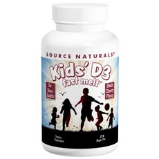 SOURCE NATURALS 孩童D3 櫻桃味, 1瓶, 200顆