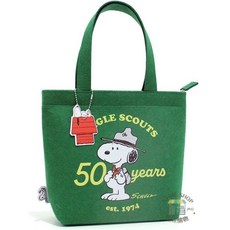 SNOOPY 史努比 毛氈拉鍊手提便當包 綠色