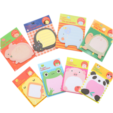 Fusen collection 卡通動物造型便條紙 可愛留言記事本 辦公學習必備, 小豬, 1套, 19張