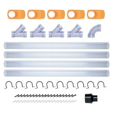 【得擘】POWERTEC 2-1/2吋集塵配件組 木工集塵系統升級必備/可接五台電動工具/研磨/刨木/鋸台/帶鋸, 1個, 吸風閘、集塵管徑轉接頭、透明集塵管、Y型接頭、90度彎頭、U型支架、固定螺絲、膨脹壁塞