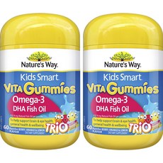 Nature's Way Kids Smart 維生素軟糖 Omega-3 DHA 魚油漿果柳橙檸檬軟糖, 2個, 60顆