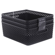 BINO 儲物箱籃 M（35.3 x 28.6 x 13.2 cm）, 3片, 黑色的