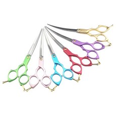 神寶寵物 彩色6.5寸霧面質感超輕巧鋁柄寵物美容彎剪 美容剪刀 寵物剪刀, 金色