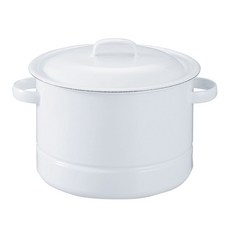 NichiNichidougu 雙耳搪瓷蒸鍋 白色, 1個, 21cm