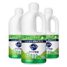 Kao 花王 Cucute 珂珂透 超濃縮洗碗凝露補充瓶 綠茶香, 1.25L, 3個