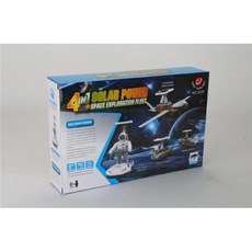 【玩具兄妹】太陽能4合1月球探險艦隊 太空人 太空船 航太飛機 太陽能 科學玩具 DIY拼裝 益智, 1個