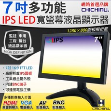 CHICHIAU 7吋IPS LED寬螢幕液晶顯示器(AV BNC VGA HDMI) 702IPS型