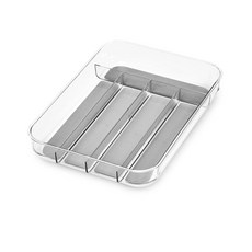 MADESMART Clear Soft Grip迷你銀器餐具托盤水槽收納盒 5格, 1個, 淺灰