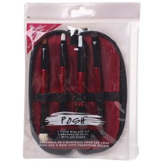 POSH 支迷你眼刷套組帶 Zip Pulse, 混色, Smokey and Angle Eye Duo Brush + Duo Eyeliner Brush + Fine Conceal and Touch Up Duo Brush + Brow and Smudge Duo Brush + 拉鍊錢包, 1個
