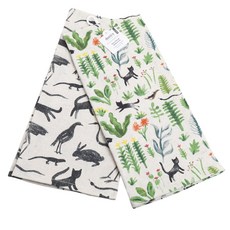 danica STUDIO 亞麻混紡洗碗巾廚房交叉 2ea, 1個, 秘密花園
