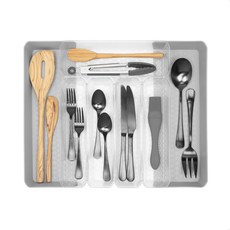 SPECTRUM Diversified Designs Diversified Hexa 5格可伸縮餐具抽屜整理托盤, 1個, 灰色 + 透明