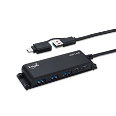 E-books H22 長線型Type C USB 3.2可固定5孔集線器1M Type C雙接頭 集線器, 黑