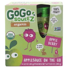 GOGO SQUEEZ 蘋果醬在去蘋果漿果, 4件