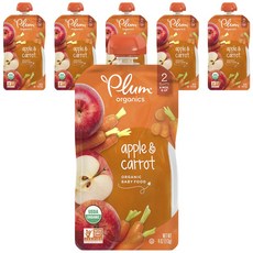 Plum organics 兒童果泥, 蘋果胡蘿蔔口味, 113g, 6包