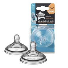 tommee tippee 湯美天地 防捲曲快流量奶嘴, 2入, Fast Flow階段(6個月以上)