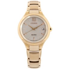 CITIZEN L 光動能 藍寶石水晶玻璃 日期 不鏽鋼手錶 裸色x香檳金 EO1163-57P 33mm