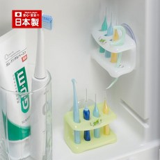 BO雜貨【SV8326】日本製綠葉牙間刷架 吸盤式 齒間刷 牙線棒, 白色、綠色, 1個