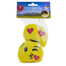 BAVARIAN Cat Toys 表情符號臉娃娃貓玩具套組包括德國纈草根和拼寫, 2件, 黃色的