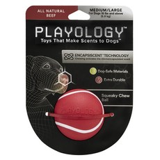 PLAYOLOGY 寵物狗用牛肉味皮球玩具 M~L號 6.8kg, 1個, 紅+白