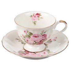 凡爾賽生活精品日本製雙色玫瑰花高腳瓷器咖啡杯 花茶杯 日本進口, 雙色, 1個