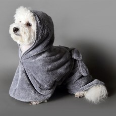 PET IN BEAUTY 頂級超細纖維寵物浴衣 可愛吸水柔軟浴袍 韓國正品, 灰色