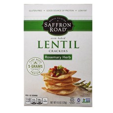 SaFFRON Road 小扁豆脆餅 迷迭香香草口味 無麩質 低脂, 1盒, 128g