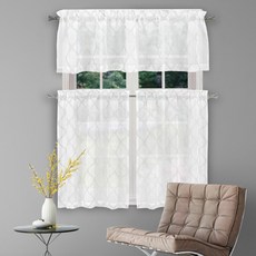 Home Maison Devine Cafe Tears廚房窗簾 2件組, 白色的