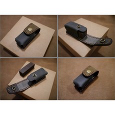 KH手工皮革工作室 MIT台灣製造印章皮套, 軍綠色牛巴戈(棕色縫線)