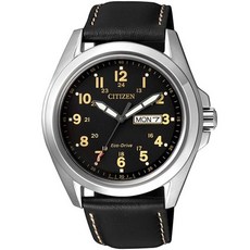 CITIZEN 星辰 AW0050-07E 光動能錶 限量款 男錶 皮革錶帶 日期顯示, 黑色