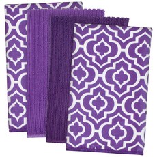 Design Imports Design Imports超細纖維格子廚房毛巾廚房抹布 2件組, 1個, 茄子