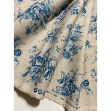 Hishiei Shoji 日本棉麻布 古典玫瑰花紋 手作服裝布料, 詳見包裝, 詳見包裝, 寳藍色