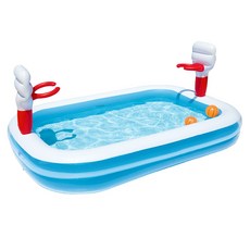 Bestway 投籃球充氣泳池54122，兒童充氣泳池，附帶投籃架和籃球，安全耐用材質, 籃球泳池